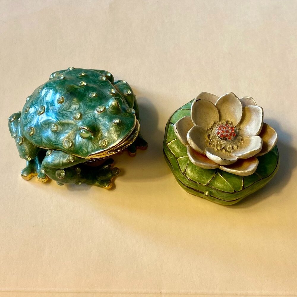 Frog and Lily Pad Trinket Boxes